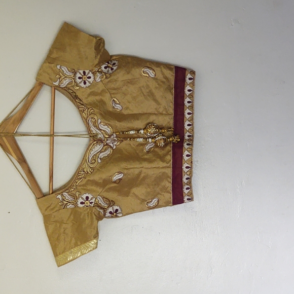 Indian Choli Crop Top Embroidered  Embellished Handmade sz Small - Picture 3 of 17